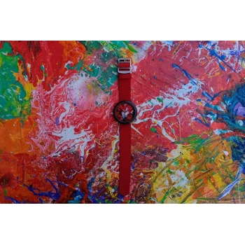 Zegarek drewniany Plank Amaltea z ręcznie malowaną tarczą przez artystę z Galerii Sztuki 33