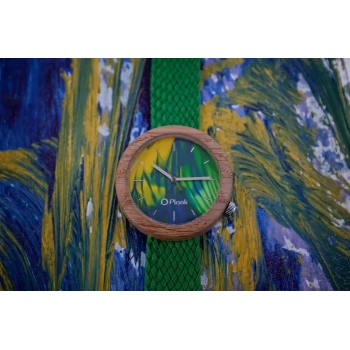 Zegarek drewniany Plank Talassa w kolorach wiosennej świeżości