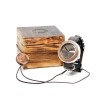 Zegarek drewniany Plank Helius z elementem dekoracyjnym ze stali nierdzewnej oraz obudową z drewna Mahoń